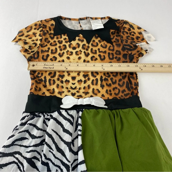 Cavewoman Girls Large 10/12 Costume DRESS ONLY Green Cheetah - Picture 3 of 6